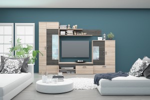 Секция Олимпия Дъб карбон/ Дъб сонома - с LED осветление